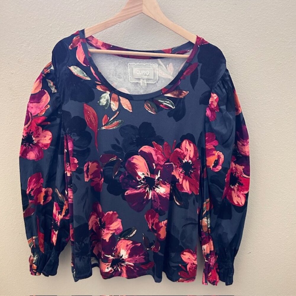 Cupio Blush Balloon Sleeve Floral Blouse Top Size‎ 2X